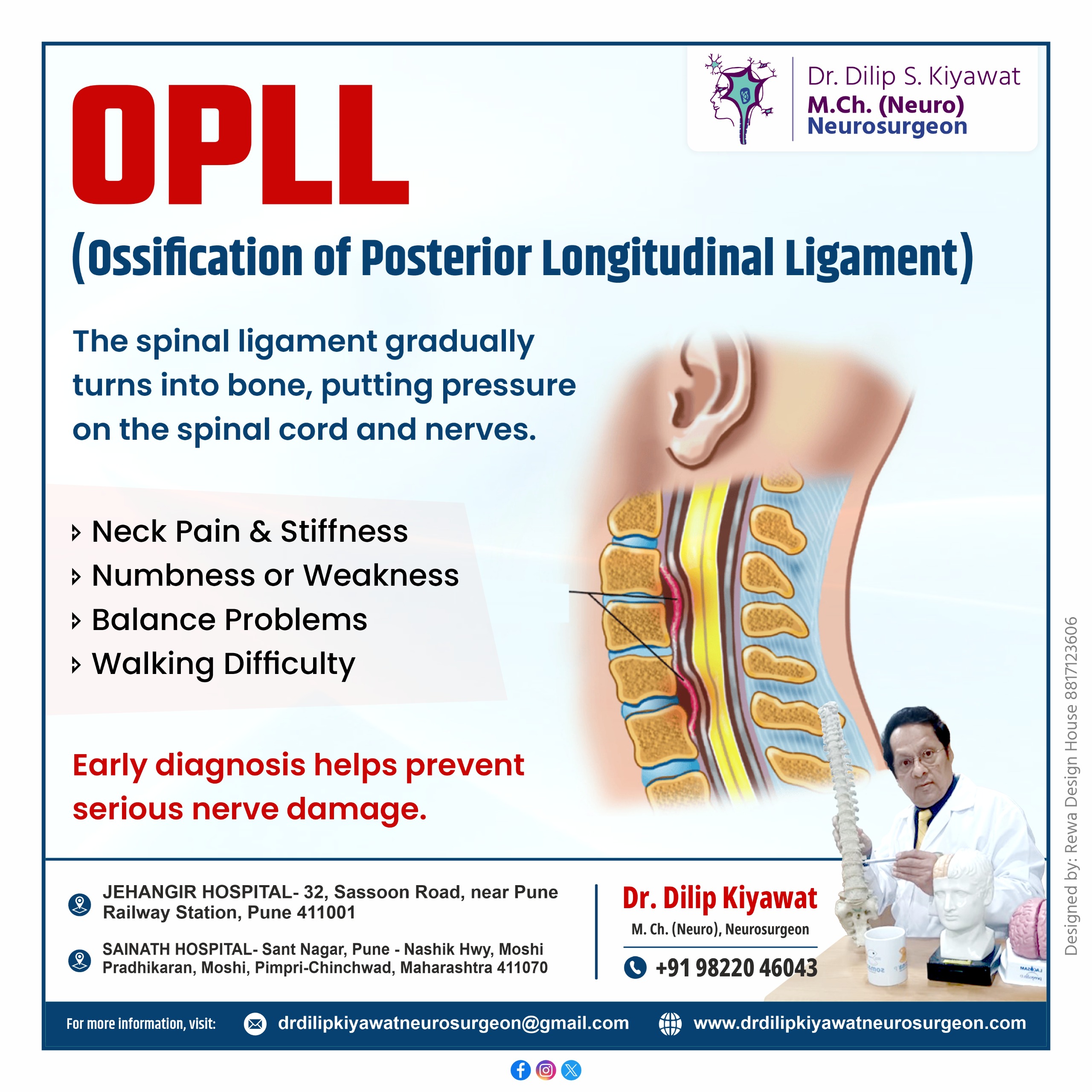 OPLL (Ossification of Posterior Longitudinal Ligament) Treatment in Pune — Expert Neurosurgical Care by Dr. Dilip S. Kiyawat