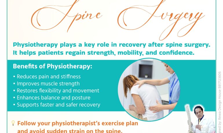 Role of physiotherapy after spine surgery explained by Dr. Dilip S. Kiyawat, best neurosurgeon in Pune, highlighting benefits like pain relief, improved mobility, and faster recovery.